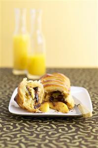 Puff pastry filled with apple and chocolate