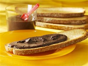 Nut chocolate spread on toasted bread