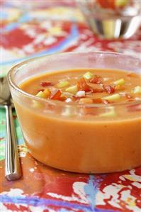 Gazpacho in a glass bowl