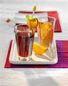 Children's Christmas punch with orange slices