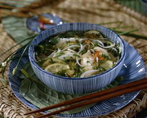 Noodle soup with fish, lime, chilli & coriander (Vietnam)