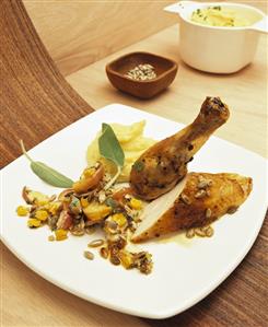 Chicken with autumnal apple and nut stuffing