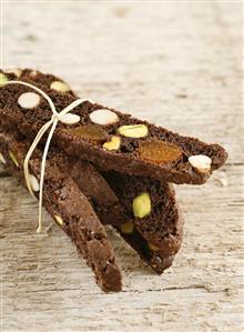 Chocolate biscotti with nuts and dried fruit