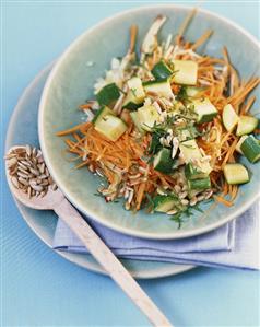 Carrot, courgette and apple salad with sunflower seeds