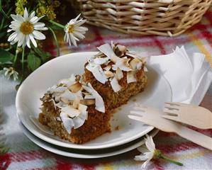 Two pieces of coconut lemon cake