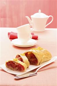 Raspberry and apple strudel