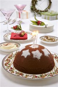 Chocolate cake and chocolate mousse (Christmas)