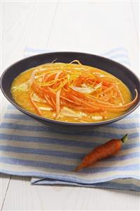 A dish of sweet potato and carrot soup