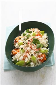 Rice with apple, carrot, herbs and pecorino