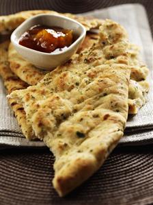 Naan bread with mango chutney