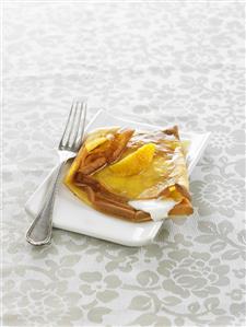 Crêpe with mandarin orange sauce, rum and cream cheese