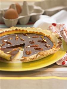 Chocolate tart with pecans