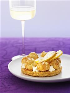Saint Honoré cake with pineapple