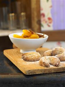 Orange and date salad with nut biscuits