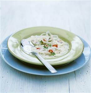 Coconut soup with chicken and rice noodles