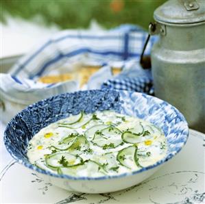 A plate of cucumber soup