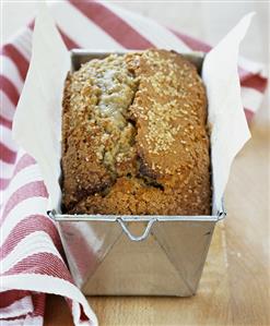 Banana bread in a loaf tin