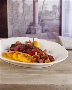 Loin of venison with chanterelles and saffron apples