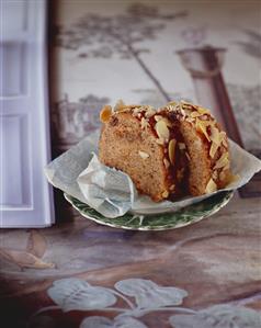 Two slices of apple and almond loaf