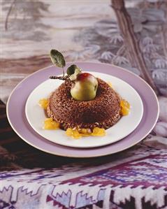 Chocolate pudding with apple compote