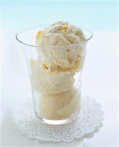 Apricot ice cream in a glass