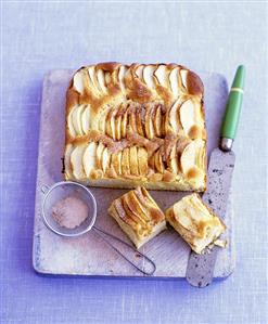 Tray-baked apple cake with cinnamon sugar