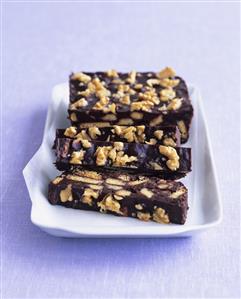 Chocolate biscuit cake with walnuts