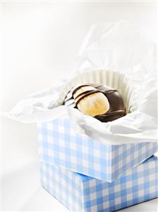 A nut chocolate in a gift box