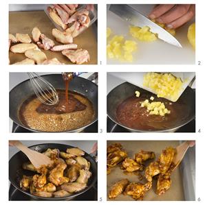 Making baked chicken wings with pineapple sauce