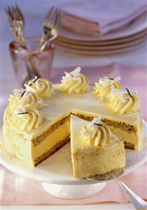 Nut sponge cake with apricot cream filling