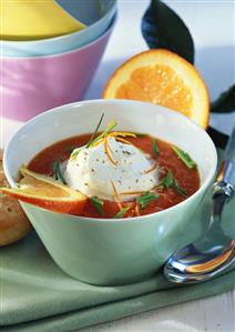 Orange and tomato soup with cream