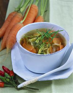 Asian carrot and savoy cabbage soup