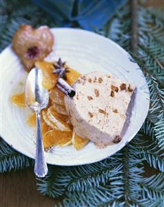 Gingerbread ice cream parfait with mandarin orange salad