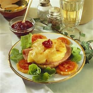 Hawaiian toast with a blob of cranberry jam