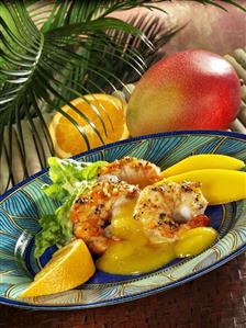 Prawns with mango sauce