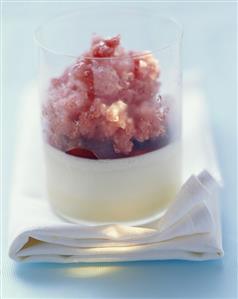 Cinnamon panna cotta with plum granita