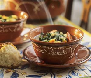 Caldo verde (Cabbage soup with chourico, Portugal)