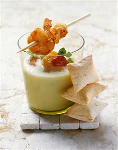 Cold melon soup with prawns