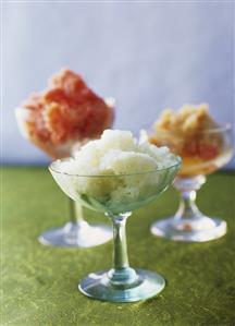 Granitas: strawberry, honeydew melon and lemon tea