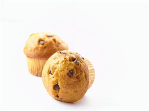 Two chocolate chip muffins