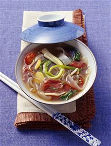 Glass noodle soup with prawns