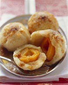 Apricot dumplings with apricot schnapps