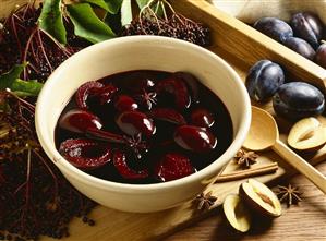 Elderberry and damson compote