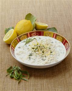 Rice soup with tarragon and lemons