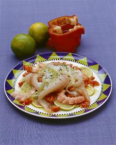 Ceviche (of raw fish, squid and prawns