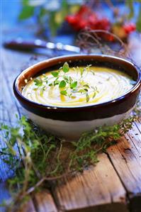 Potato cream soup with thyme