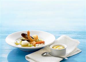 Bouillabaisse and a dish of aioli (France)