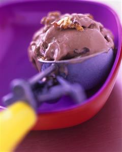 Plum sorbet with walnuts