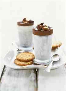 Chocolate ice cream soufflé with caramelised almonds