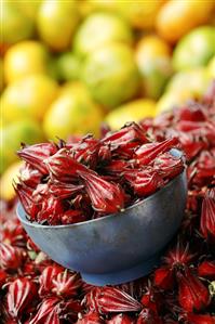 Roselle (Hibiscus sabdariffa L.) on a market stall